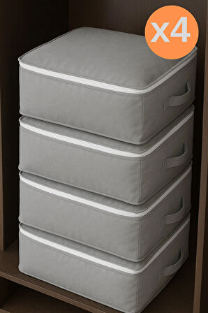 4 Adet Çok Amaçlı Giysi Dolap Düzenleyici Hurç- Kazak-Giysi-Pike-Battaniye Hurcu 40x40x30 cm