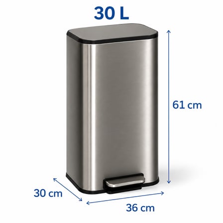 Omnipazar Genesit GSC502l Paslanmaz Çelik Pedallı Çöp Kovası 30 LT Gri
