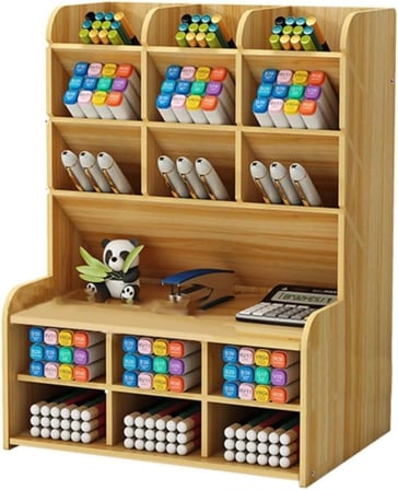 9+9 Bölme Masaüstü Kalemlik Organizer Demonte Ceviz