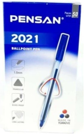 Tükenmez Kalem 1.0 Mm Üçgen Gövdeli Şeffaf Mavi (50 Li Paket) 2021 Tek Ebat Mavi