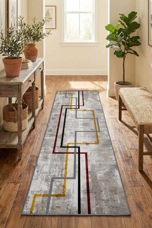 Ehl-18 Modern Dijital Baskı Yıkanabilir Kaymaz Yolluk Halı