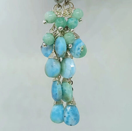 2462 Larimar Amazonit el yapımı küpe