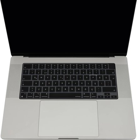 MacBook Türkçe‑Q Klavye Koruyucu Silikon Kılıf Kapak MacBook Air 13,6-15,3 Pro 14-16 inç Uyumlu M5/M4/M3/M2/M1 Touch ID – Toz, Dökülme ve Çizilmelere Karşı Koruma Siyah