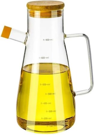 900 Ml 2 Adet Borosilikat Cam Yağdanlık,Termisil Isıya Dayanıklı Yağlık Ve Sirkelik,Zeytin Yağı,Limon Suyu Ve Sirke İçin Yağ Şişesi (2 Adet)