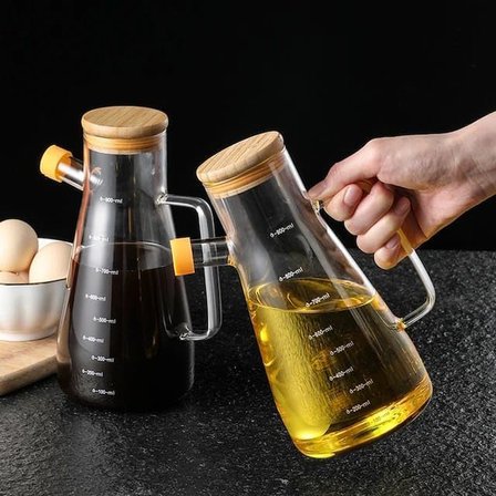 900 Ml 2 Adet Borosilikat Cam Yağdanlık,Termisil Isıya Dayanıklı Yağlık Ve Sirkelik,Zeytin Yağı,Limon Suyu Ve Sirke İçin Yağ Şişesi (2 Adet)