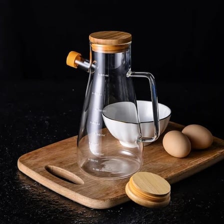 900 Ml 2 Adet Borosilikat Cam Yağdanlık,Termisil Isıya Dayanıklı Yağlık Ve Sirkelik,Zeytin Yağı,Limon Suyu Ve Sirke İçin Yağ Şişesi (2 Adet)