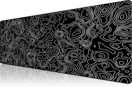 Klasse Pro - 4 Farklı Model Dikişli Kenar 100x50 cm Oyuncu Gaming Mouse Pad (Black Map Lines)
