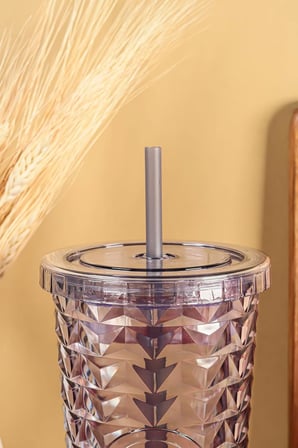 Pipetli Mika Bardak 750 ml Kapaklı İçecek Bardağı, CAN.7263.OEA