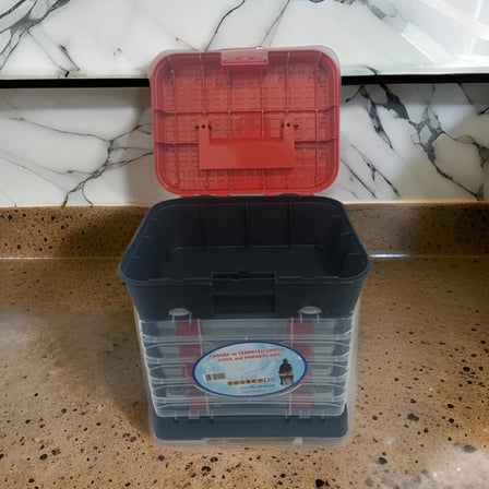Çok Fonksiyonel Takım Çantası Tabure ve Çekmeceli Çanta Özellikli Alet Çantası, Olta Çantası Kırmızı