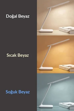 Şarjlı Masa Lambası 3 Renk Dokunmatik Telefon Standlı Kademeli Çalışma Okuma Işığı Gece Lambası 9W 3 Aydınlatma Modlu Taşınabilir Küçük Masa Lambası, Çocuklar için Çalışma, Yurt