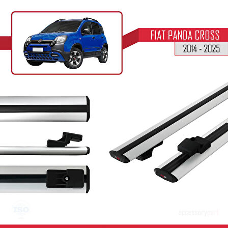 Fiat Panda Cross 2014 ve Sonrası ile Uyumlu BASIC Model Ara Atkı Tavan Barı Gri 2 Adet