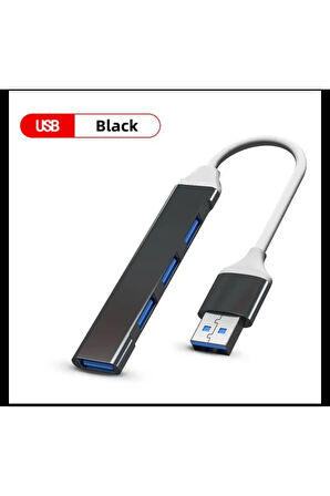 Siyah Renk Usb 3.0 4 Portlu Çoklu Splitter Adaptörü Çoğaltıcı Hub Pc Çoklayıcı