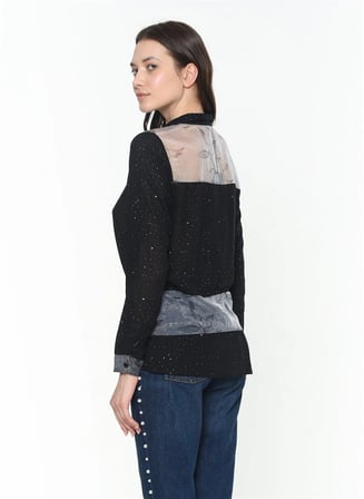 Z4156 DEWBERRY BAYAN GÖMLEK-SİYAH