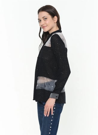 Z4156 DEWBERRY BAYAN GÖMLEK-SİYAH
