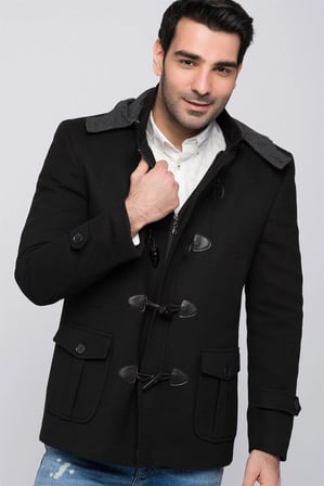 PLT8310 DEWBERRY ERKEK PALTO-SİYAH