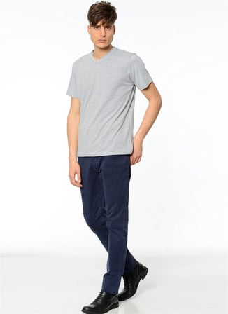 T8537 DEWBERRY T-SHIRT-GRİ