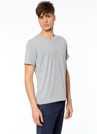 T8537 DEWBERRY T-SHIRT-GRİ