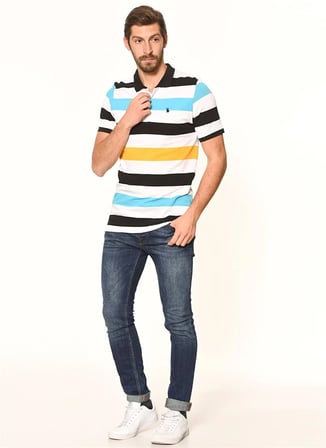 T8543 DEWBERRY T-SHIRT-TURKUAZ