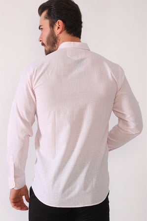 G625 DEWBERRY KETEN GÖMLEK-PEMBE