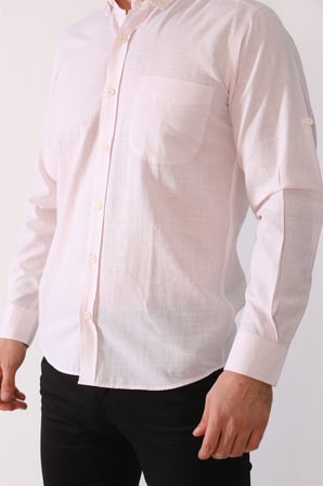 G625 DEWBERRY KETEN GÖMLEK-PEMBE