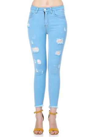 Z6326 DEWBERRY BAYAN JEAN PANTOLON-AÇIK MAVİ