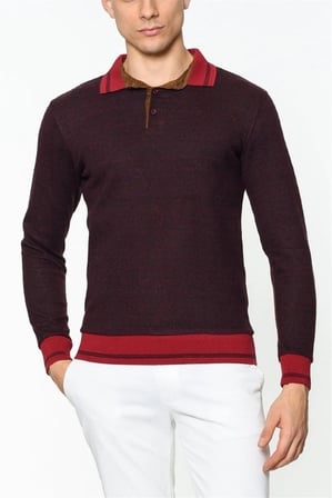 1020 DEWBERRY ERKEK SWEATSHIRT-DESENLİ BORDO