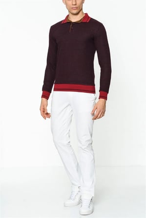 1020 DEWBERRY ERKEK SWEATSHIRT-DESENLİ BORDO