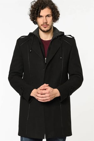 PLT8334 DEWBERRY ERKEK PALTO-SİYAH