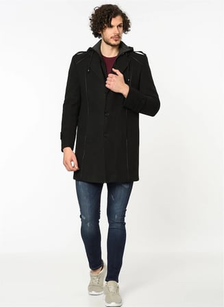 PLT8334 DEWBERRY ERKEK PALTO-SİYAH