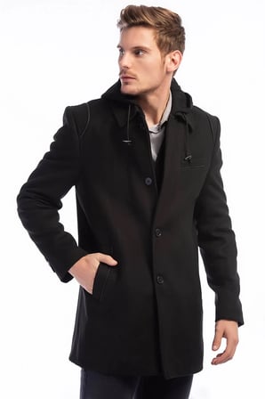 PLT8335 DEWBERRY ERKEK PALTO-SİYAH