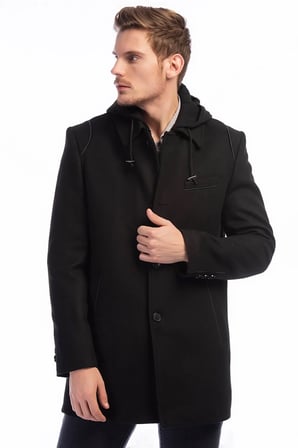 PLT8335 DEWBERRY ERKEK PALTO-SİYAH