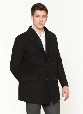 PLT8353  DEWBERRY SLIM-FIT PALTO-SİYAH