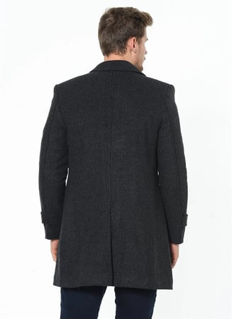 PLT7226 DEWBERRY BATTAL PALTO-DESENLİ ANTRASİT
