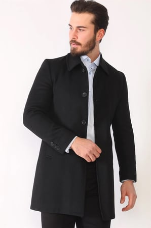 PLT8364 DEWBERRY ERKEK PALTO-SİYAH