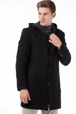 PLT8376 DEWBERRY ERKEK PALTO-SİYAH