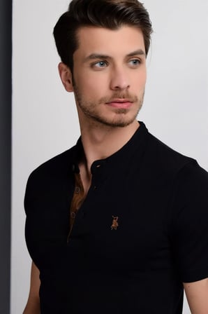 T8560 DEWBERRY T-SHIRT-SİYAH