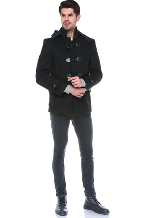 PLT8379 DEWBERRY ERKEK PALTO-SİYAH