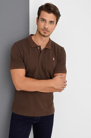 T8561 DEWBERRY ERKEK TSHIRT-KAHVE