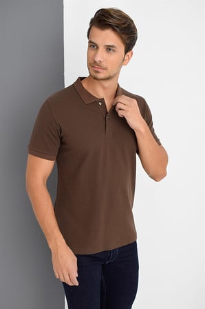 T8561 DEWBERRY ERKEK TSHIRT-KAHVE