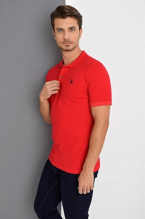 T8561 DEWBERRY ERKEK TSHIRT-KIRMIZI