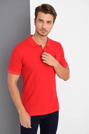 T8561 DEWBERRY ERKEK TSHIRT-KIRMIZI