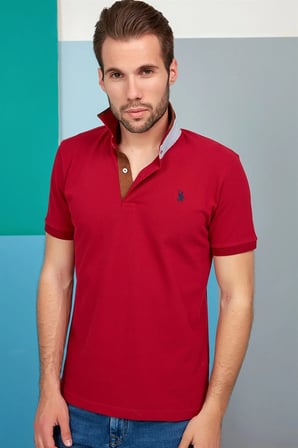 T8563 DEWBERRY ERKEK TSHIRT-BORDO