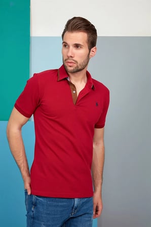 T8563 DEWBERRY ERKEK TSHIRT-BORDO