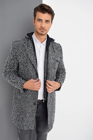 PLT8371 DEWBRRY ERKEK PALTO-DESENLİ LACİVERT