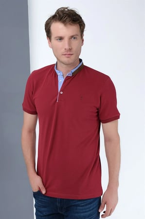 T8564 DEWBERRY ERKEK T-SHIRT-BORDO