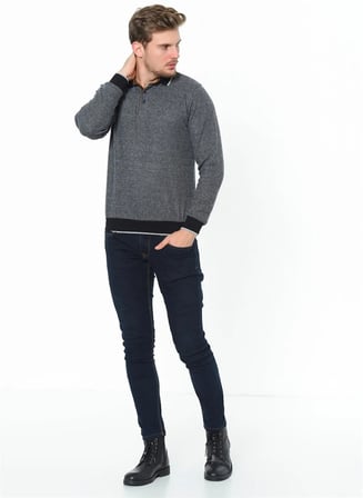 1038 DEWBERRY ERKEK SWEATSHIRT-NOKTALI LACİVERT