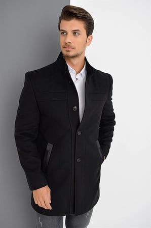 PLT8387 DEWBERRY ERKEK PALTO-SİYAH