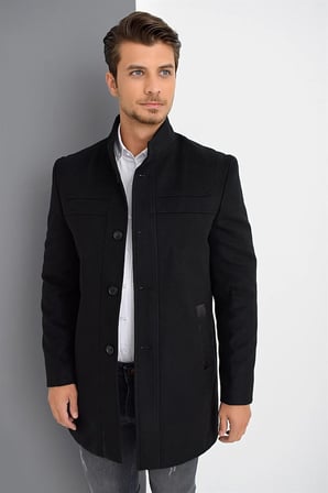 PLT8387 DEWBERRY ERKEK PALTO-SİYAH