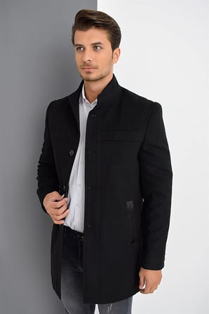 PLT8387 DEWBERRY ERKEK PALTO-SİYAH
