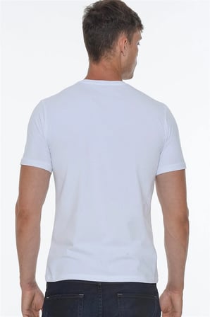 T8568 DEWBERRY V YAKA ERKEK T-SHIRT-BEYAZ